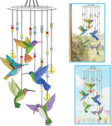 JeCuiK Hummingbird Diamond Painting Wind Chimes Double Side DIY Diamond Art Kits for Adults Diamond Painting Kits Wind Chimes 3D Diamond Art Suncatchers Hanging Ornament Crafts for Garden Decor