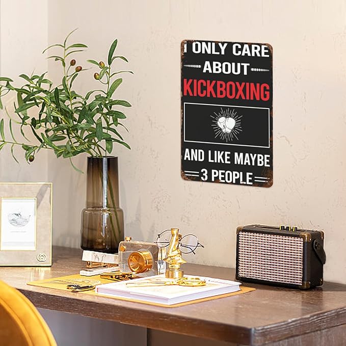 Patio Wall Decor 3 People Kickboxings Retro Signs Hunting Ground Retro Metal Wall Art For Home,Cafe,Office,Yard & More: Decorative Plaque With Inspirational Life Quotes 8X12inch