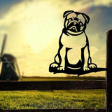Metal Garden Dog Statue Ornament Gift Metal Art Dog Silhouette Decoration Steel Dogs Statue Decorative Garden Stakes for Yard, Lawn, Patio, Pathway (Bulldog)