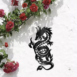 CREATCABIN Metal Dragon Wall Art Black Iron Signs Asia Japanese Chinese Dragon Sculpture Hanging Hollow Wall Artwork Ornament Decoration for Living Room Office Outside Garden Balcony 11.8 x 5.3 Inch