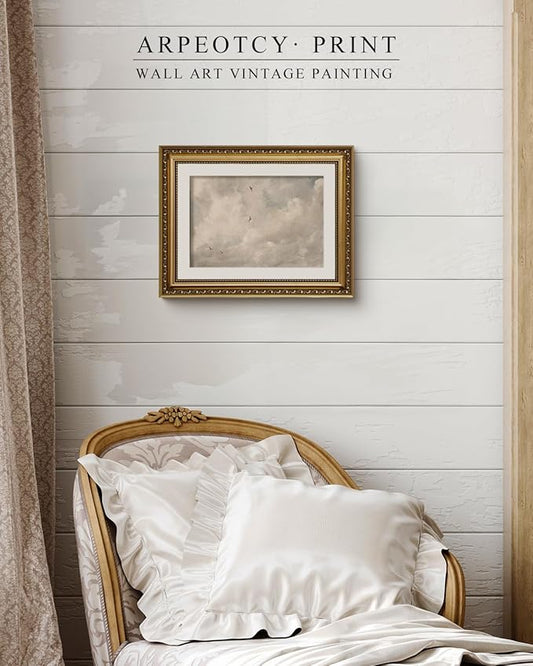 ARPEOTCY Vintage Gold Framed Wall Art, Classic Sky Clouds Study Paintings, Aesthetic Canvas Prints Artwork with Frame, Victorian Wall Decor for Living Room Bathroom Bedroom 11x14 inch