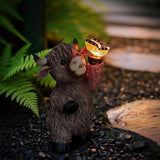 Solar Highland Cow Outdoor Statues for Garden，Outdoor Decor with Butterfly Lantern for Home House,Patio, Balcony, Yard Ornament, Birthday Gifts for Grandma Mom Women