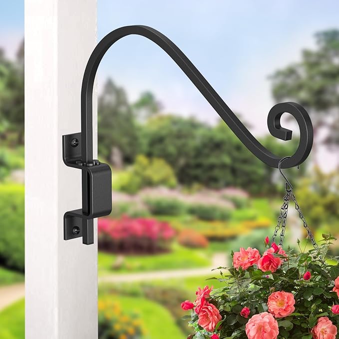2 Pack 15" Swivel Plant Hangers Outdoor Wall Mount – Heavy Duty Metal Hanging Plant Bracket with 180° Rotation for Bird Feeder, Flower Basket, Lantern, Wind Chimes, Patio Garden Porch Decor