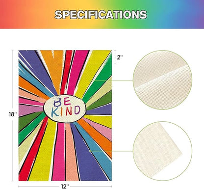 AVOIN colorlife Be Kind Rainbow Sunshine Pride Garden Flag Double Sided, LGBTQ Community Parade Gay Pride Lesbian Transgender Bisexual Yard Outdoor Decoration 12 x 18 Inch