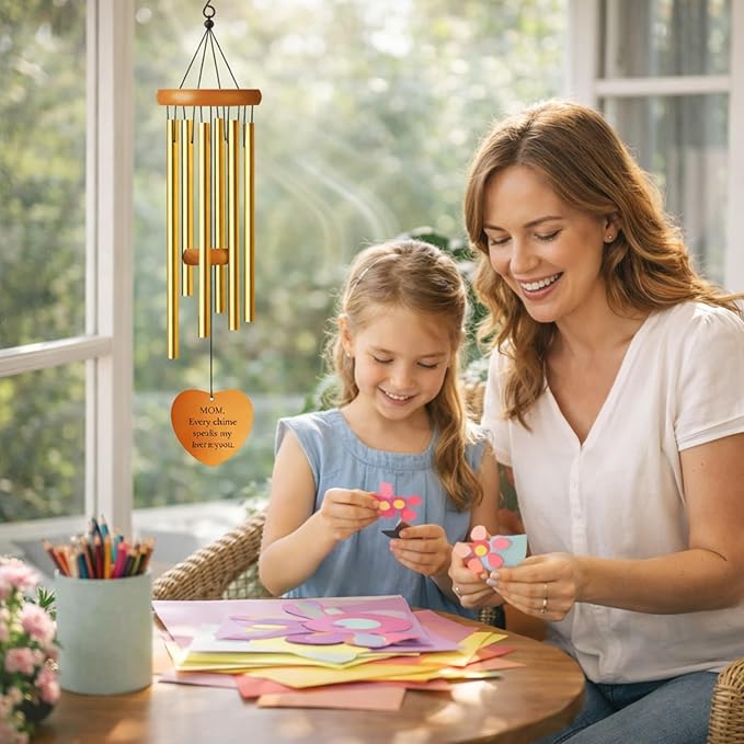 Vexillum 26 Inch Heartfelt Wind Chimes Gift for Mom – Warm Message to Express Love, Relaxing Tones, Long-Lasting Quality, Beautiful Home Decor for Mother’s Day Mom's Birthday or Christmas