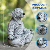 OLOMA Concrete Zen Dog Statue Heavy Solid Stone Garden Sculpture with Protective Resin Coating Weather Resistant Outdoor Indoor Decorative Accent for Landscape Design Feature