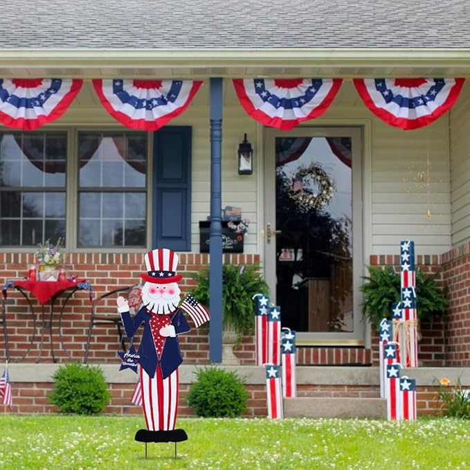 hogardeck 4th of July Decorations Outdoor, Uncle Sam Patriotic Decorative Garden Stakes for Fourth of July Decorations, Memorial Day Metal Yart Art for Outside Porch Patio Lawn Decor