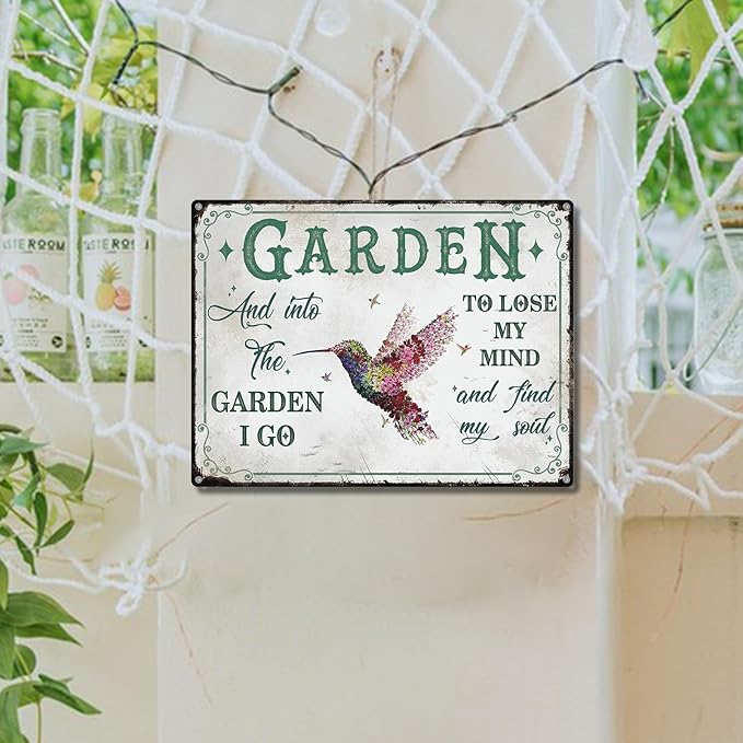 Bnesi Garden Signs for Outside Rustic Garden Home Outdoor Sign Decor Gift for Mothers Day, Grandmas Humming Bird Outside Sign Decoration Welcome Sign Patio Signs and Decor Outdoor (Pink, Star)