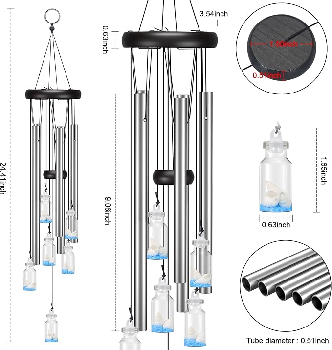 Virekm Windchimes Outdoors Clearance, Door Chime Wind Chimes for Outside Sympathy Wind Chimes for Patio Decoration, Garden Decor. Zen Garden Decor(Wishing Bottle)