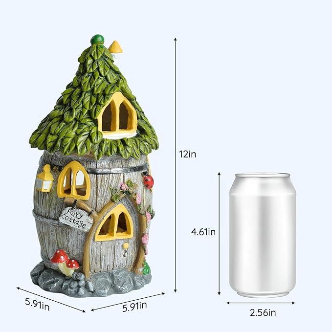 Fairy Garden House with Solar Light, Outdoor Figurine Lights Garden Statues,Yard Decorations Outdoor Fairy Garden Accessories,Decor Gifts for Mom Women,12 Inches, Huge Fairyland House