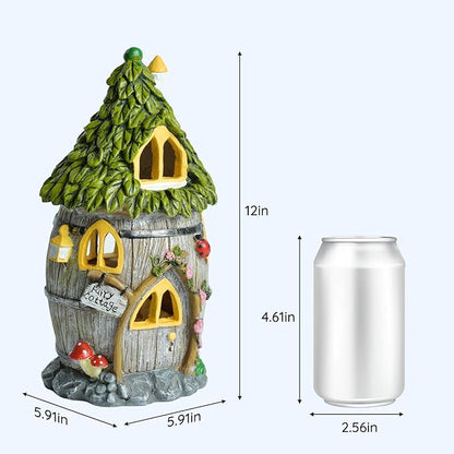 Fairy Garden House with Solar Light, Outdoor Figurine Lights Garden Statues,Yard Decorations Outdoor Fairy Garden Accessories,Decor Gifts for Mom Women,12 Inches, Huge Fairyland House