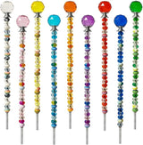 255Pcs Fairy Wand Garden Stake Beads Kits with 225 Large Hole Beads, 12IN Beaded Garden Stakes Kit for Different Holidays, Fairy Garden Accessories Outdoor Kit, Beadable Items (Crystal Ball)