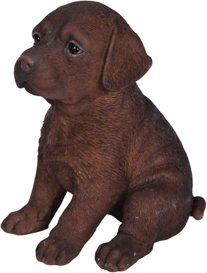 HI-LINE Sitting Labrador Puppy Outdoor Garden Statue - 6.5" - Brown