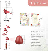Cardinal Wind Chimes for Outside，Red Bird Wind Chimes Outdoor Decorations, for Mom/Grandma，Garden Patio Backyard Hanging Decor.