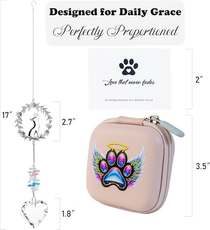 Cat Memorial Suncatcher - Sympathy Gift for Loss of a Cat, Pet Bereavement Gift, Remembrance Sun Catcher for Passing of a Beloved Pet