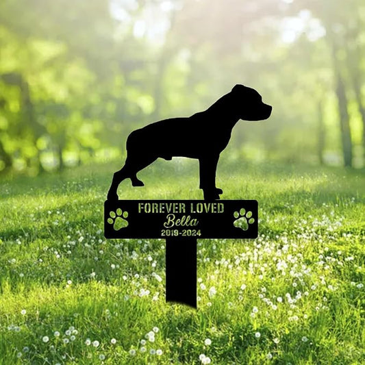 Custom Pitbull Dog Metal Memorial Garden Stake Personalized Pet Grave Marker Name Sign Remembrance Stake Decor Sympathy Dog Loss,Outdoor Statues for Yard Garden Lawn Patio Pathway Grave Ornament.