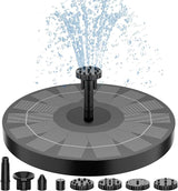 Bluelans Solar Bird Bath Fountain Pump, 5.1" Solar Powered Water Fountain Pump with 6 Nozzles, Black