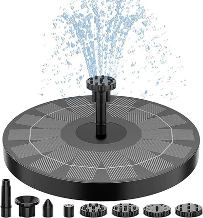Bluelans Solar Bird Bath Fountain Pump, 5.1" Solar Powered Water Fountain Pump with 6 Nozzles, Black