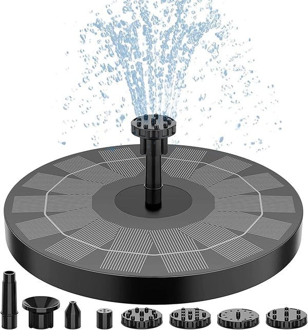 Bluelans Solar Bird Bath Fountain Pump, 5.1" Solar Powered Water Fountain Pump with 6 Nozzles, Black