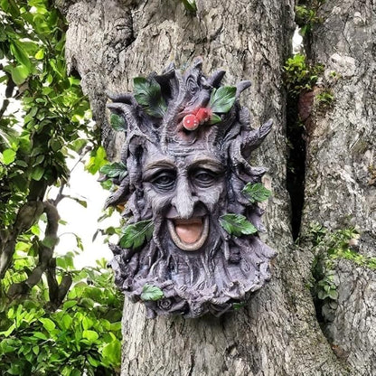 GARDEN WHISPER Tree Faces Bird Feeder Garden Decor Outdoor – Wild Tree Hugger Statues Yard Art Garden Decoration – Unique Old Man Bird Feeders for Outdoor & Fences，Whimsical Fairy Hugger Sculpture