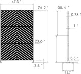 Kozyard Metal Privacy Screen 74" H x 47.2" W Decorative Outdoor Divider with Stand Panels Freestanding Screen Set for Deck Patio Balcony Garden Outdoor&Indoor(Black/Chevron)