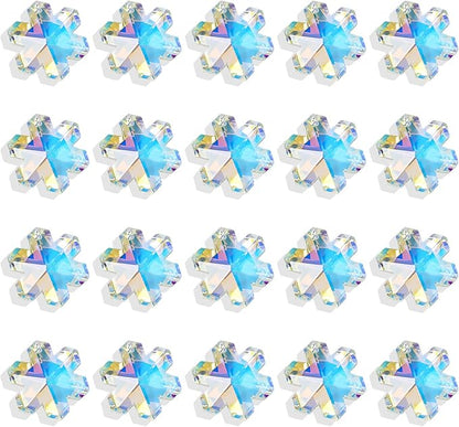 Pack of 20 AB Colors Crystal Snowflake Crystal Suncatcher - Rainbow Maker Hanging Crystals Prisms for Windows Hanging Ornament Chandelier Crystals Replacement Christmas Home Decor