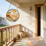 7.8 Inch Stained Glass Window Hanging Desert and Camel Suncatcher Decor for Birthday for Women, Men, Wife, Aunt, and Mom
