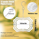 12 Pack 3inch Sublimation Wind Spinner Blanks 3D Aluminum Metal Wind Sculpture Kinetic Spinners for Yard and Garden Indoor Art Sublimation Christmas Ornament Hanging Decoration (Photo Frame)