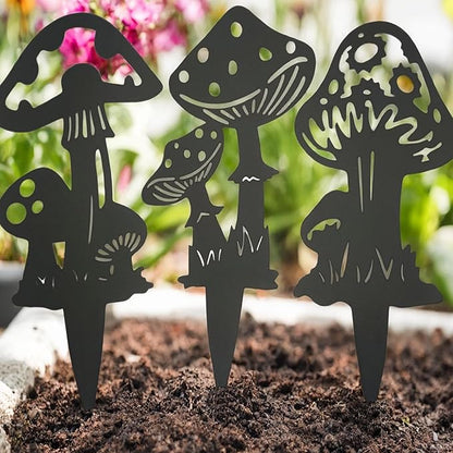 Decorative Garden Stakes， Fairy Garden Stakes, Butterfly Fairy Stakes for Weather Resistant Black Metal Outdoor Decorative Art for Women Gift (Matte Black, 9P-C)