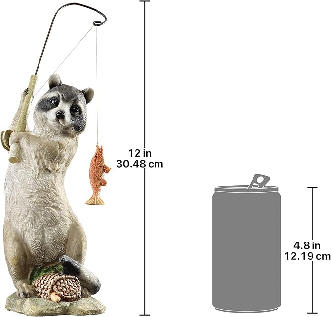 Design Toscano The Masked Fisherman Raccoon Statue