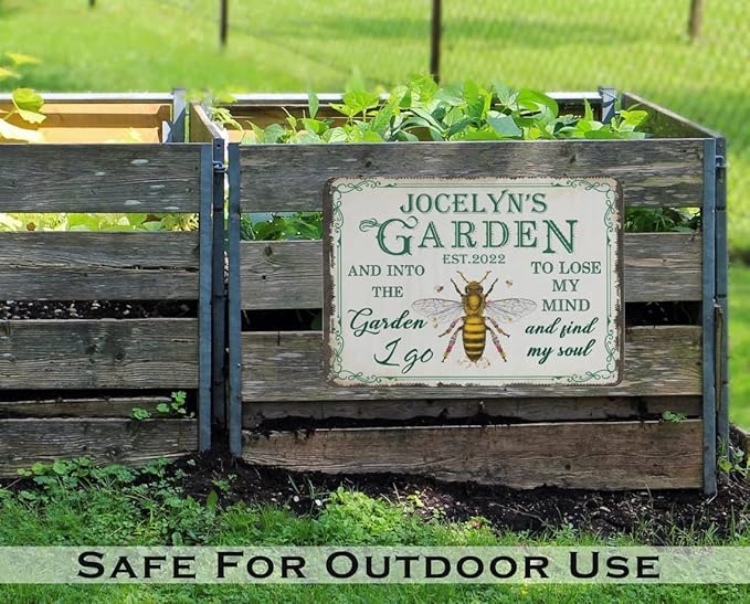 Customize Metal Signs with Name Garden Sign Personalized Waterproof Vintage Decorative Metal Print for Wall Decor Home Garden Ideas Gifts Made in USA