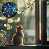 Suncatcher Starry Sky Stained Glass Suncatchers 7.87 Inch Stained Glass Ornament for Home Decor Indoor Wall Art for Mother Women Friends (Starry Sky, M)