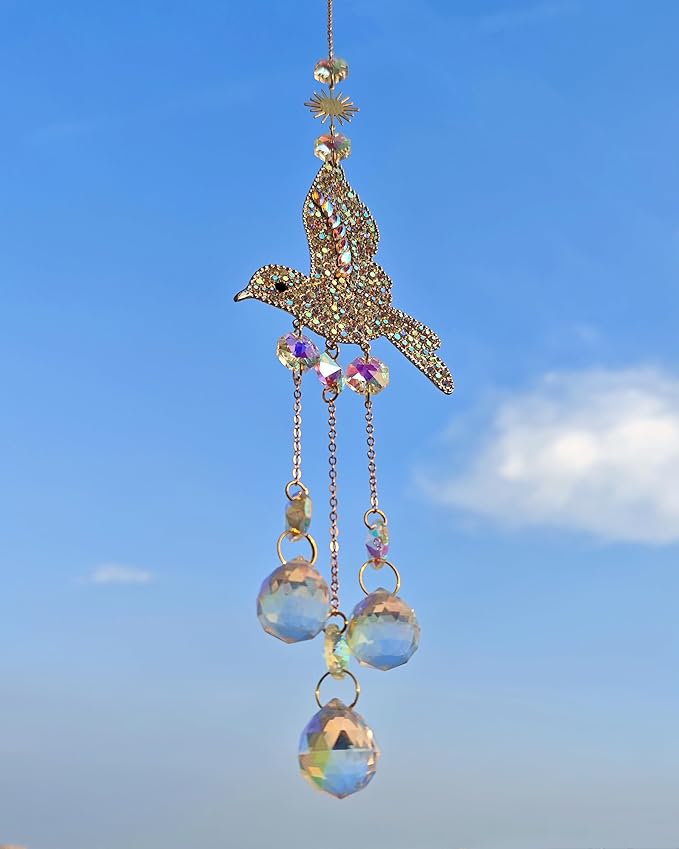 Hummingbirds Sun Catchers Hanging for Indoor Windows Crystal Prism Beads Bird Suncatchers Sparkling