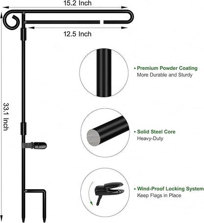 HOOSUN Garden Flag Stand Holder,Yard Flag Holder For Small Flags 12 x 18,Yard Sign Garden Flags Stake For Outside,Small Metal Garden Flag Pole For Yard With Tiger Clip