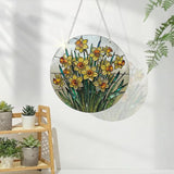 Daffodil Plant Flowers Sun Catchers, Acrylic Hanging Suncatcher for Home Garden Decor, Housewarming Decor, Birthday Gift for Women, Men, Wife, Aunt, and Mom, Flower Lover Gift