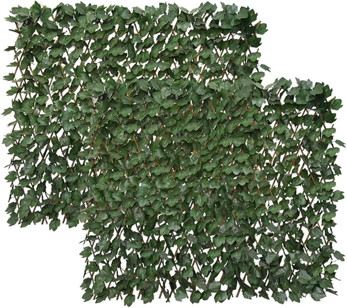 Expandable Fence Privacy Screen for Balcony Patio Outdoor,Decorative Faux Ivy Fencing Panel,Artificial Hedges (Single Sided Leaves)