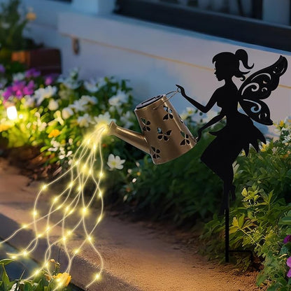 Afirst Solar Lights Outdoor Garden Decor Solar Fairy Decorative Stake Light with Watering Can Decorative Metal Outdoor Ornament for Yard Pathway Lawn Patio
