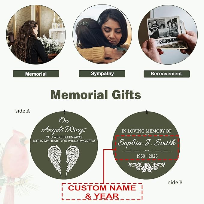 ASTARIN Custom Wind Chimes Memorial, Condolences Gift for Loss Husband Wife Son, Care Package for Grieving Friend, Garden Deep Tone Sympathy Wind Chimes(Produced in USA)
