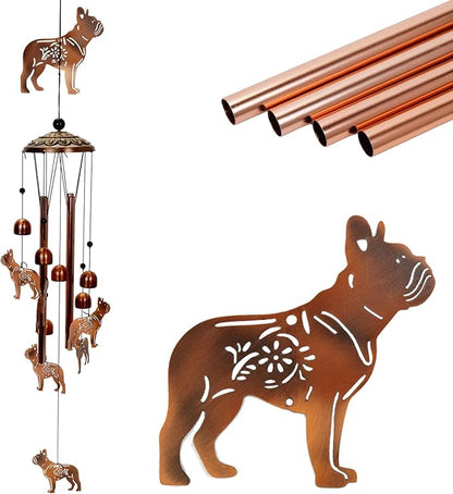 Copper Tone Animal Wind Chimes for Outdoors/Indoors - Dog Designs - Garden, Patio, Yard, Home Decor, for Women, Men, Mom, Birthday, Memorial, Housewarming (Dog)