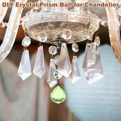 M METERXITY 10-Pack Crystal Ball Prisms, 24mm/0.94 Inch Chandelier Pendant Maker Hanging Crystals Chandelier Prisms for Home/Windows/Garden/DIY Decoration[Apple Green]