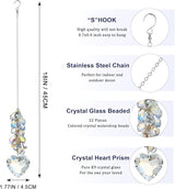 45mm Crystal Glass Heart Prisms Suncatcher Hanging Ornament Chakra Crystals Rainbow Maker with Colors Crystal Pendants for Home,Office,Garden Decoration (Heart)