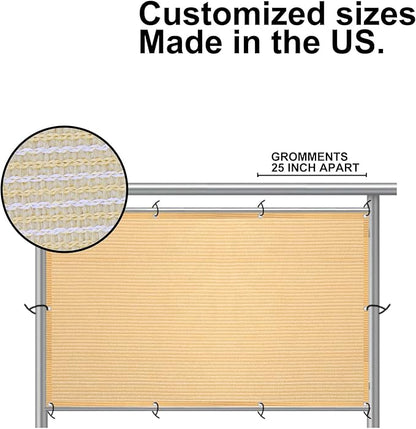 Eden's Decor Balcony Privacy Screen Beige 3'x 32' Cover Mesh Windscreen Weather-Resistant UV Protection for Backyard Deck, Patio, Balcony, Pool, Porch, Fence, Railing, Gardening