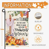 Thanksgiving Garden Flag 12x18 Inch Double Sided Give Thanks to The Lord Cross Yard Garden Flags Burlap Outdoor Fall Pumpkins Flag Holiday Decorations for Outside Home