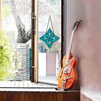 Celtic Trinity Knot Stained Glass Window Hanging Suncatcher Ornament,Irish Decoration Handmade Birthday Gifts for Women Parents Aunt Sister,St Patrick's Day Gifts for Mom Grandma