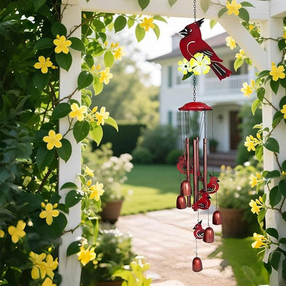 HONGLAND Cardinal Wind Chimes for Outside, Metal Windchimes Outdoors, Standing Cardinal Gifts for Home/Garden Decor, Memorial Wind Chimes for Women/Men, Durable Chimes for Outdoor