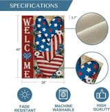 AVOIN colorlife 4th of July Love Heart House Flag 28x40 Inch Double Sided Outside, Welcome Independence Day Patriotic Stars and Stripes Yard Outdoor Decoration