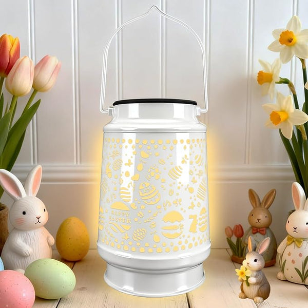 Easter Decorations for Home USB LED Lantern Lamp Tree Ornaments Night Lights with Eggs & Bunny Table Decor, Easter Gifts for Kids Teens Women Adults