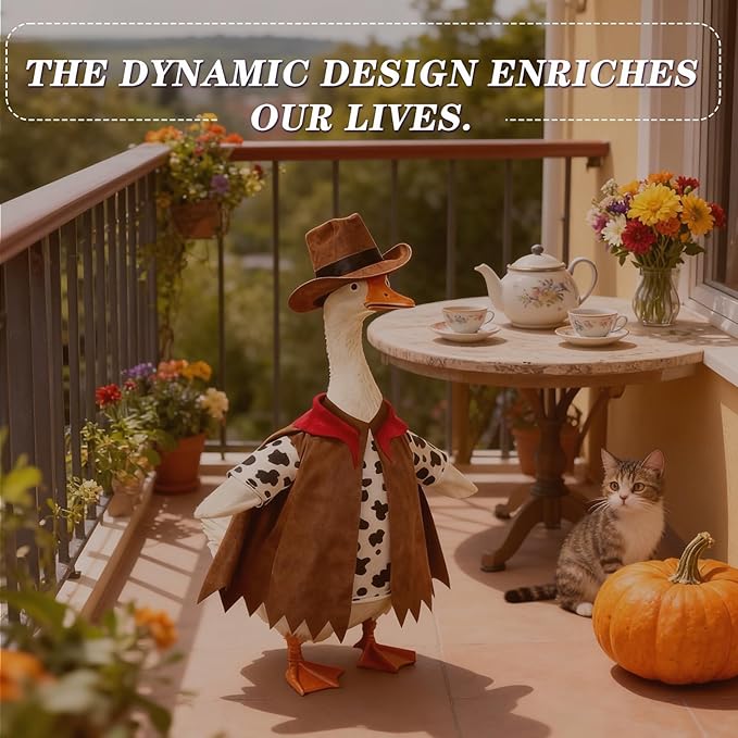 Independence Day Style Cute Outfit for 23-Inch Cement Goose – Outdoor Garden Yard Porch Decor