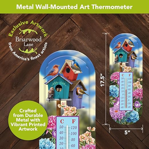 Briarwood Lane Colorful Birdhouses Metal Thermometer