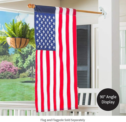 Evergreen Flag Bracket Two-Position 45 and 90 Degree Cast Iron White Flag Pole Bracket | Outdoor Home and Garden Décor for Residential or Commercial